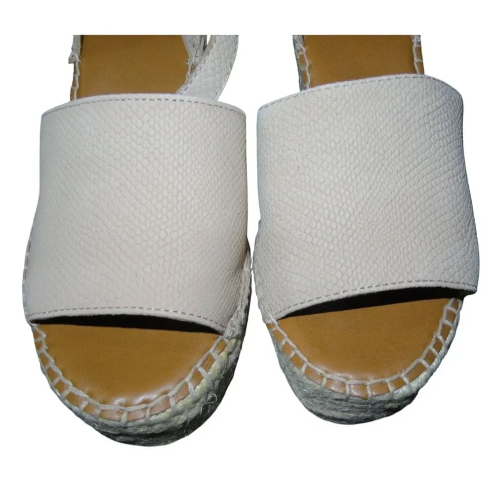 Franco Sarto Takara Tan Espadrille Leather Upper Platform Wedge Sandal sz 8.5